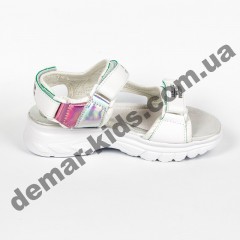 Детские босоножки Lilin Shoes B058-1-1 бело-серебряные большие